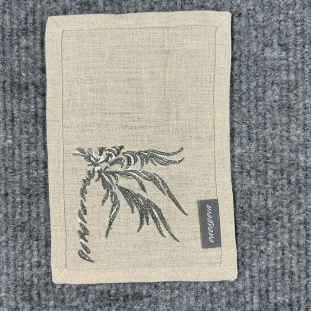 Viabrava 100% Linen Embroidered Napkins 68 Pieces Ocean Botanical Tropical‎